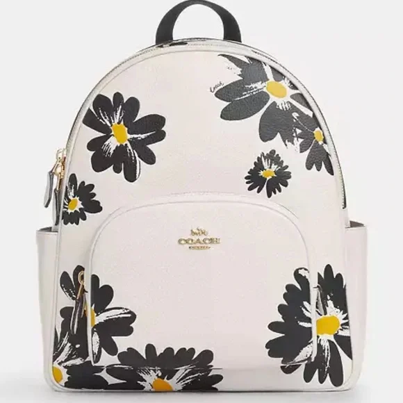 Coach Court Backpack and Mini Keychain Set Flower Print - Picture 4 of 15